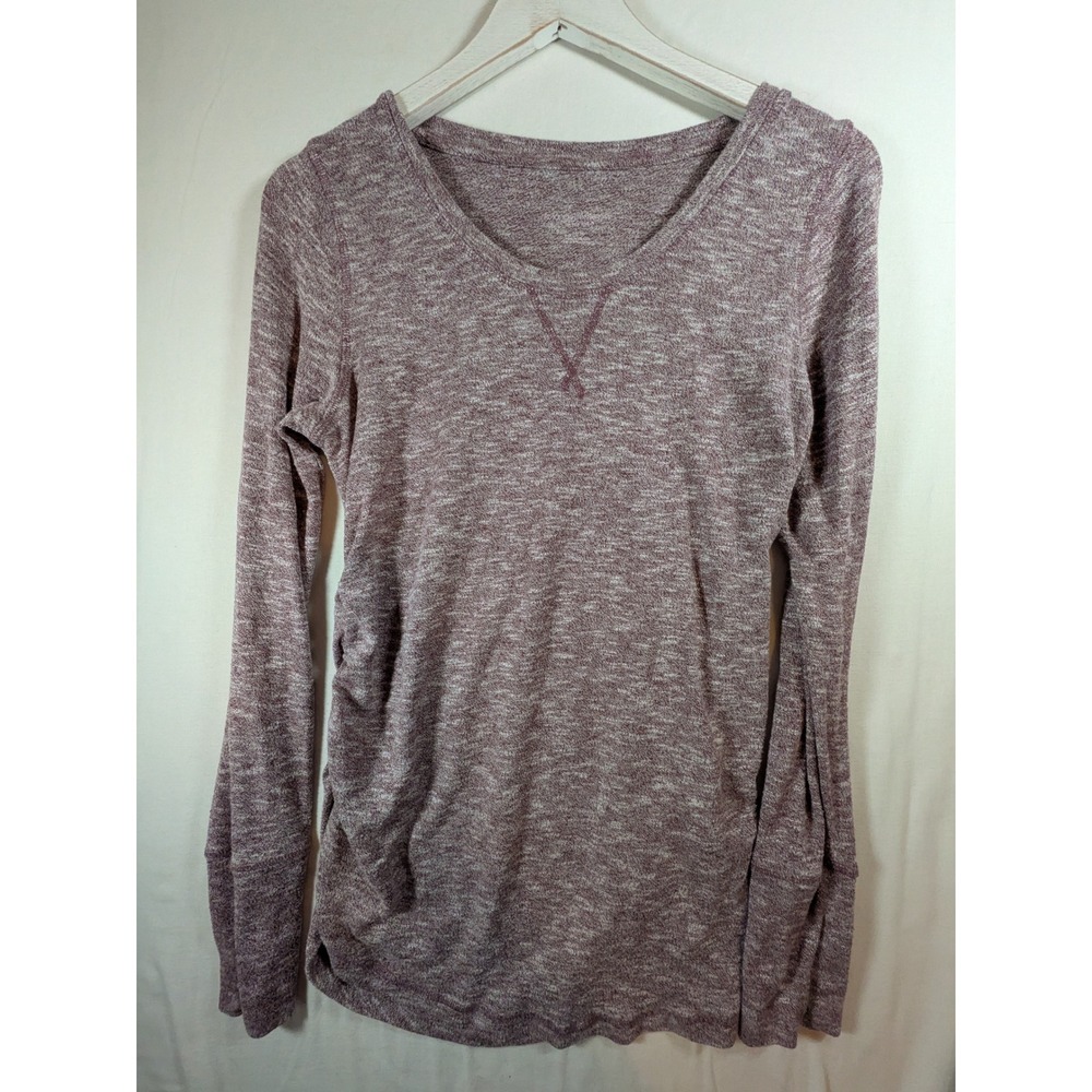 Liz Lange Maternity Space Dye Long Sleeve Top V-Neck Ruched Side Y2K style